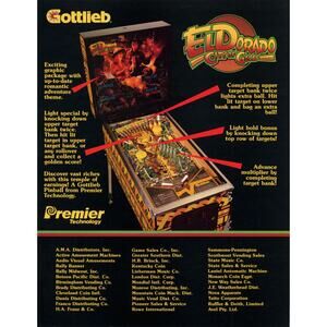 Eldorado City Of Gold Pinball Flyer Original 1984 Western Artwork Vintage Retro